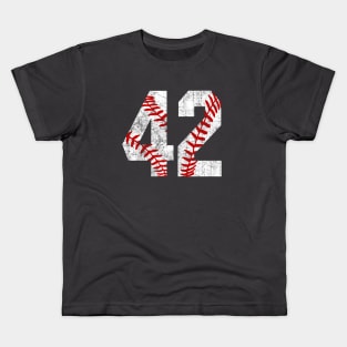 Vintage #42 Baseball Laces Baseball Mom Jersey Love Baseball Kids T-Shirt